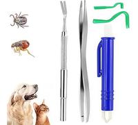 Pinze per zecche per cani e gatti - Set di 5 pinze per zecche con 2 ganci per zecche, 2 pinze per zecche in metallo e 1 pinzetta per zecche, facile e sicuro, per bambini e animali domestici