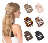 Pinze piatte per capelli da donna, 6 pezzi, per capelli spessi/sottili, senza pieghe, per una presa extra dei capelli, accessori grandi in tinta unita