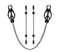 Pinze regolabili in metallo per capezzoli e clip clitoridee + set BDSM con catena - Accessorio fetish per coppie, morsetti stimolanti regolabili per giochi intensi