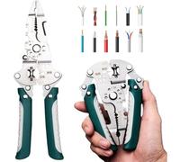 Pinze spelafili pieghevoli multifunzionali con funzioni di crimpatura, taglio e spelatura - Strumento per elettricisti in acciaio inossidabile per rappresentanti domestici