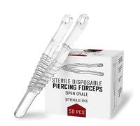 Pinze sterili monouso per piercing pinza plastica 50 pz Warrior single-use pliers Open Oval Ovale Aperto