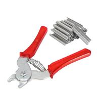 Pinze stringicavo con 600 pezzi per chiusure ad anello M-per, pinze a rete per tagliapasta e reti per pollame, struttura in acciaio rosso, 15,5 cm