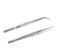 Pinzetta Dritta,Pinzette in acciaio inossidabile da 25 cm con punta curva zigrinata, molle professionali multiuso per lavorazioni industriali, uso in laboratorio, giardinaggio, cucina