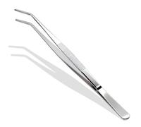 Pinzetta in acciaio inox, 30 cm, punta curva, extra lunga, con punta dentata di precisione, per acquascaping, giardinaggio, cucina, lavori industriali, uso in laboratorio