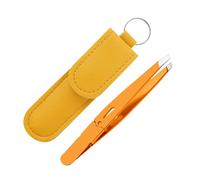 Pinzetta Per Sopracciglia - Acciaio Inossidabile E Pelle | Pinzetta Di Precisione Per Del Viso | Plucker Per Sopracciglia Con Punta Obliqua Rivestita Di Colore Per Donna, Uomo, Bellezza, Borsa Pe