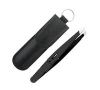 Pinzetta Per Sopracciglia - Acciaio Inossidabile E Pelle | Pinzetta Di Precisione Per Del Viso | Plucker Per Sopracciglia Con Punta Obliqua Rivestita Di Colore Per Donna, Uomo, Bellezza, Borsa Pe