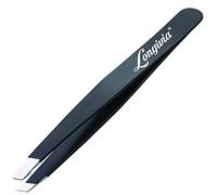 Pinzetta Sopracciglia Professionale Punta Obliqua in Acciaio Inox di Alta Qualità Antiscivolo per Depilazione Pinzette di Precisione Tweezers Leva Peli e Ciglia Punta Migliorata