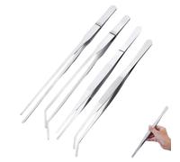 Pinzette acciaio inox rettili acquario 4 pezzi 25-27 cm: pinze dritte e curve nere per piante acquatiche, serpenti, ragni, pesci, alimentazione e manutenzione terrari e acquari