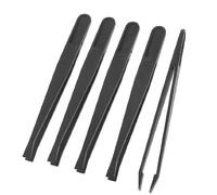 Pinzette antistatiche con punta piatta, in plastica nera, lunghezza 12 cm, 5 pz