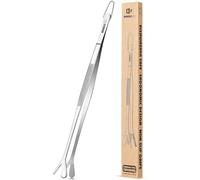 Pinzette da cucina a doppia punta, pinzette professionali da cucina in acciaio inox a doppia estremità 2 in 1 per la cottura, la riparazione, i frutti di mare, il barbecue (30.5 CM, ARGENTO)