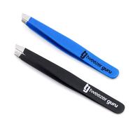 Pinzette di precisione a punta obliqua da 2 pezzi per sopracciglia, peli incarniti e punti neri - Punta affilata per rimuovere le schegge