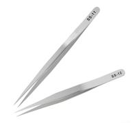 Pinzette di precisione in acciaio inox con punta fine e proprietà antistatiche per riparazione di piccole parti elettroniche e strumenti (SS-11)