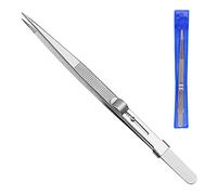 Pinzette di precisione in acciaio inox, pinzette antistatiche da 16,3 cm, design con blocco scorrevole, pinzette curve, per lavori di laboratorio elettronico, pinzette professionali per la creazione