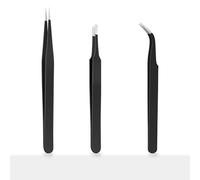 Pinzette di precisione, set di 3 pezzi, nero, extra fine, sottili, resistenti agli acidi, magnetiche, anti-muffa, antistatiche, in acciaio inox, modelli, riparazione elettronica, nail art, strumenti