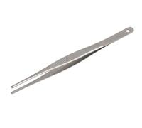 Pinzette dritte in acciaio inox da 20 cm, con punta arrotondata seghettata smussata con foro per appenderla, pinze da cucina
