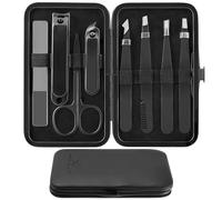 Pinzette e Tagliaunghie 8 Pezzi Precisione Professionale Sopracciglio Pinzetta Kit per Capelli Viso Uomini & Donne Pinzette di Viaggio con Custodia in Pelle