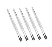 Pinzette in Acciaio Inox Argento 5 Pezzi, Set Versatile | Presa Stabile Antiscivolo, Formato Compatto e Portatile, per Timbri, Gioielli e Modellismo