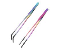 Pinzette lunghe curve e dritte precise con struttura in acciaio resistente alla corrosione, per animali esotici, pinze dritte e curve per animali domestici