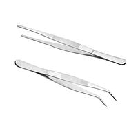 Pinzette lunghe dritte piegate Pinzette smussate 25 cm/9,84 in acciaio inox professionale antiscivolo pinzette angolate Set per animali acquatici, coralli, riparazione di cucina artigianale (2 pezzi)