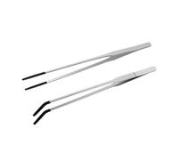 Pinzette lunghe in acciaio inox per rettili e acquari, con punte in gomma morbida, design dritto e curvo, multiuso, set di strumenti per la manutenzione del serbatoio