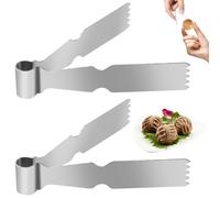 Pinzette Maamoul da 2 pezzi, strumenti per pasticceria Maggash Manqat, pressa per raschietto per impasto, pinze per pasticceria in acciaio inossidabile, strumento per piegare e decorare biscotti
