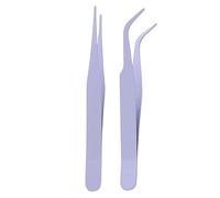 Pinzette Per Ciglia In Acciaio Inossidabile - Pinzette A Gomito Dritte Da 2 Pezzi Con Coperture, Strumenti Di Bellezza Fatti A Mano | Set Di Bellezza Versatile Per L'artigianato | Precisione Per Exten