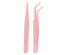 Pinzette Per Ciglia In Acciaio Inossidabile - Pinzette A Gomito Dritte Da 2 Pezzi Con Coperture, Strumenti Di Bellezza Fatti A Mano | Set Di Bellezza Versatile Per L'artigianato | Precisione Per Exten