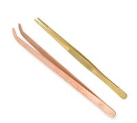 Pinzette per decapaggio in ottone e rame, curve e dritte, lunghe, non magnetiche, per soluzioni di decapaggio, creazione di gioielli, strumenti artigianali, idee regalo PTL®
