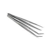 Pinzette per la placcatura degli alimenti, 2 pezzi, pinze da cucina dritte e angolate, lunghe 15,2 cm, per decorare torte e biscotti, in acciaio inossidabile con dentellature sottili, utensili da