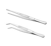 Pinzette piegate smussate, in acciaio inox da 25 cm, professionali, antiscivolo, lunghe e dritte, 2 pinzette angolate per animali acquatici, coralli, artigianato, cucina, riparazione