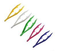 Pinzette portatili in plastica per perline, per artigianato, montaggio gioielli, posizionamento strass, pittura acrilica, estrazione coaguli di vernice, pellet, riempimento rivista (giallo)