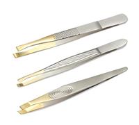 Pinzette Sopracciglia 3 Pezzi, Pinzetta Sopracciglia Professionale in Acciaio Inox, Inclinata e Angolata Pinzette di Precisione Professionale per Extension Ciglia Cura del Viso