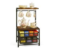 Pinzoveco Organizer per bustine di tè, grandi organizer per tè e scatola portaoggetti, 2 cassetti, porta bustine di tè in legno, contenitori per stazione da tè, espositore per organizzare e riporre