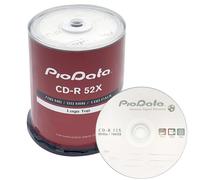 PioData CD-R 52X 700MB Logo Top Supporti Registrabili - Scatola da 100 CD vergini con supporto per torta per masterizzare musica Dischi CD scrivi