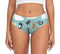 Pioggia di gatti e cani stampa versatile elegante donna flessibilità elastico slip comodi si sente delicato, Nero , 4XL