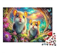 Pioggia di Girasoli Carta spessa e resistente Due topolini in una foresta magica con fiori Puzzle per principianti attività rilassante 70x50cm/1000 pezzi