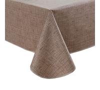 Pioggia Tovaglia in vinile con retro in flanella, impermeabile, in plastica oleosa, lavabile, per interni ed esterni (colore: lino, 152 x 213 cm)