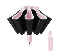 Pioggistar Ombrello Inverso Automatico, Ombrello Pieghevole Antivento, Ombrello Grande da Pioggia 10 Stecche Rinforzate per Uomo e Donna, Diametro 105cm, Rosa