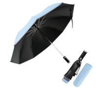 Pioggistar Ombrello Pieghevole Antivento, Ombrello Inverso Automatico, Ombrello Grande da Pioggia 10 Stecche Rinforzate per Uomo e Donna, Dotato di Torcia, Diametro 105cm, Azzurro