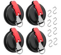 Pioleackflew 4 Pcs Ventosa per Auto con 8 Gancio a Forma di S Ancoraggio a Ventosa Multifunzioneper con Gancio di Fissaggio per Portabagagli, Auto, Tende da Campeggio, Teloni, officina