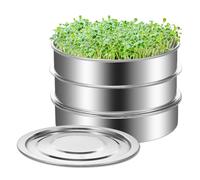 Pioli a torre in acciaio inox, con 2 ciotole, impilabile, a rete fine, ventilazione tridimensionale, per germogli di soia, piselli, fagioli mung, semi di soia