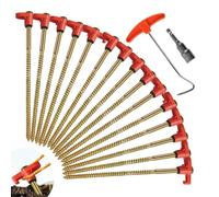Pioli per tenda in metallo resistente, 15 picchetti da campeggio in metallo resistente, picchetti rotanti, picchetti per tenda pesanti, con adattatore per trapano e estrattore per chiodi, picchetti da