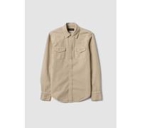 PIOMBO, Camicia Beige In Puro Cotone Con Bottoni A Pressione Regular Fit, Donna, Beige, Taglia: XS