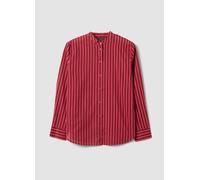 PIOMBO, Camicia Rossa In Puro Cotone A Righe Con Collo Alla Coreana Regular Fit, Donna, Rosso, Taglia: 46