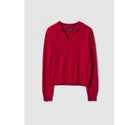 PIOMBO, Maglia Rossa In Pura Lana Con Colletto Polo, Donna, Rosso, Taglia: M
