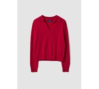 PIOMBO, Maglia Rossa In Pura Lana Con Colletto Polo, Donna, Rosso, Taglia: XL