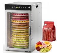 PioMue Essiccatore Alimentare in Acciaio Inox 304 12Tray | Essiccatore rotativo con display LED, timer digitale da 24 ore e controllo della temperatura regolabile