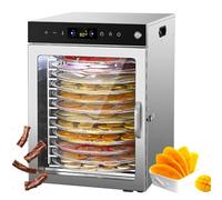 PioMue Essiccatore Elettrico per Alimenti a Temperatura Regolabile 12Tray | Essiccatore per alimenti in acciaio inox ad alta capacità con timer digitale- Ideale per carne essiccata (jerky) in cucina