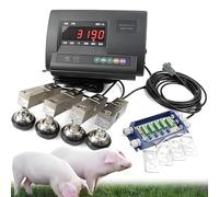 PioMue Kit Bilancia per Bestiame con indicatore ad Alta precisione per bovini, suini, capre e Pecore, indicatore di Bilancia a Ponte con 4 Celle di carico e Scatola di connessione 3000kg