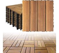 PioMue Piastrelle a Incastro in Legno 30x30 cm con Base in PE 4-Slat-12pc